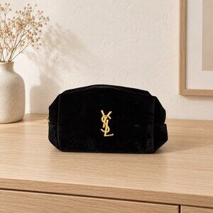 Yves Saint Laurent Black Velvet Makeup Bag | Elegant Black Pouch